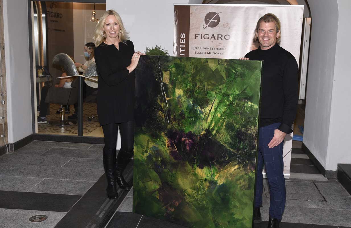 Charity im Friseursalon Figaro - Simone von Anhalt - abstract Artpainter - abstrakte Malerei - Acrylmalerei - Kunstmalerin München