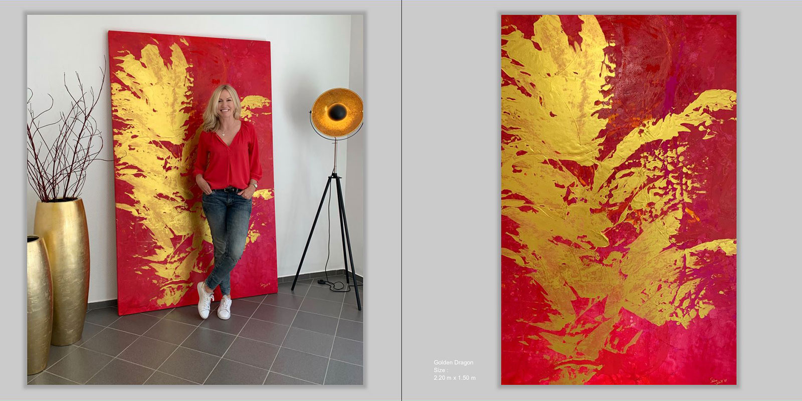 Golden Dragon - Simone von Anhalt - Instinct Painting in Acryl - Acrylmalerei - Kunstmalerin München